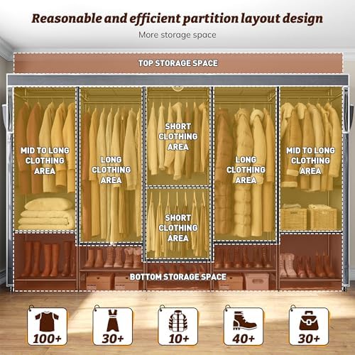 Raybee Clothes Rack with Cover 1200LBS Heavy Duty Freestanding Closet - Image 2
