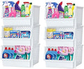 XLarge Stackable Storage Bins Open Front for Pantry Storage, 6 Pack - White by Skywin