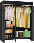 Ulif F4C Heavy Duty Clothes Rack with Dustproof Cover，Freestanding Clothing Racks for Hanging Clothes，Adjustable Closet Organizer System，Portable Garment Rack 45"W*15.8"D*71.3"H，Max Load 600LBS，Black by Ulif