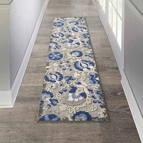 Nourison Home Aloha Natural Blue 2'3" x 10' Area Rug - Easy Clean, Non Shedding, Bed Room, Living Room, Dining Room, Kitchen (10' Runner) by NourisonHome