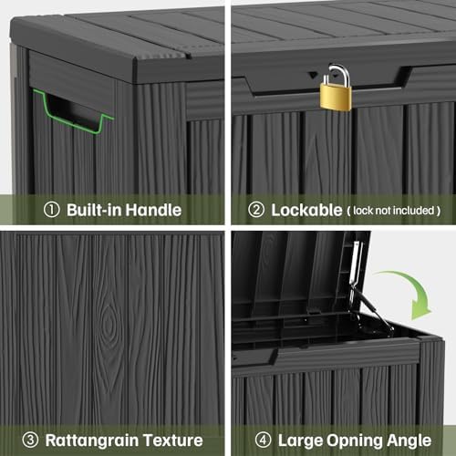Outdoor Deck Storage Box, 90 Gallon Deck Box,Lockable Patio Storage Bench - Image 4