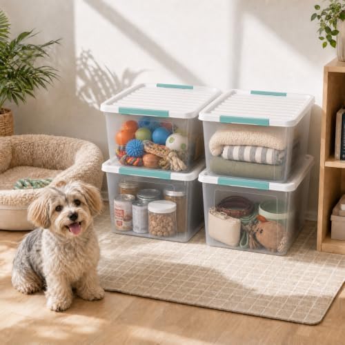 Rosebloom 36 Quart Stackable Clear Plastic Latching Storage Bin, 6 Packs - Image 6