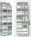 Yecaye 5-Tier Over The Door Organizer Dual-Column, 80lbs Load Over the Door Storage of 10 Compartments, Heavy Duty Door Organizer Hanging for Bedroom Closet Nursery Bathroom Pantry, Gray, 2 Pack by Yecaye