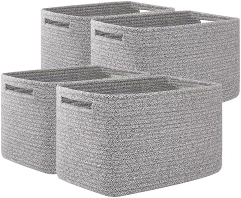 OIAHOMY 4 Pack Storage Baskets for Organizing 24L Cube Storage Bins Grey by MasterofSpaceOptimization
