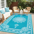 Yamaziot 6x9Ft Outdoor Rug Waterproof Plastic Straw Outdoor Patio Rug, Teal by Yamaziot