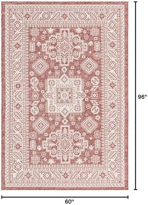 Rugs.com Outdoor Aztec Collection Rug – 5' x 8' Rust Red Flatweave Rug Perfect for Living Rooms, Large Dining Rooms, Open Floorplans - Image 2