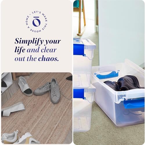 HOMZ Clear Plastic Storage Bins w/Latching Lid, 7.5 Qt, Blue, 5 Pack - Image 6