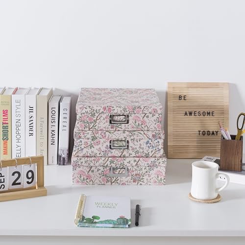 Soul & Lane - Nesting Floral Photo Storage Boxes with Lids, Set of 3 - Image 2
