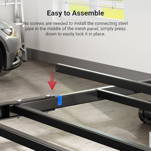 FLEXIMOUNTS 4x8 Overhead Garage Ceiling Storage Rack with 6 Hooks, Black - Image 4