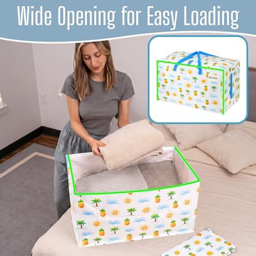 VENO 8 Pack Extra Large Heavy Duty Moving Bags with Wide Opening & Reinforced Handles, Reusable Storage Tote Bags with Strong Zippers for Clothes, College Dorm Essentials & Moving Supplies - Image 3