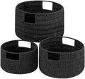 Vagusicc Wicker Storage Basket, Hand-Woven Paper Rope Large Round Woven Basket With Handles, Wicker Baskets for Organizing/Storage, Black, 3-Pack by Vagusicc
