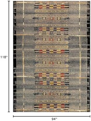 Liora Manne Marina Low Profile Durable Indoor/Outdoor Woven Rug- Tribal Stripe Black 7'10" x 9'10" - Image 2