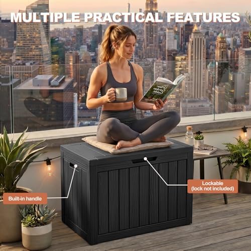 EFU Outdoor Storage Box 60 Gallon Deck Box, Waterproof Resin, Black - Image 5