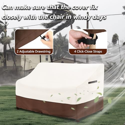 Outdoor Couch Cover,100% Waterproof 3-Seater Outdoor Loveseat/Bench Cover,Patio Furniture Covers,85" Wx 38" Dx 35" H,Beige&Brown - Image 5