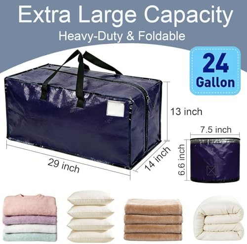 8 Pack Heavy Duty Moving Bags Extra Large Packing Bags, Navy Blue - Image 2