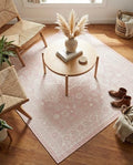 Rugs.com - Outdoor Aztec Rug – 5 Ft Square Pink Stain-Resistant Indoor/Outdoor Rug – Perfect for Patios, Decks, Porches, and Outdoor Entertaining by Rugscom