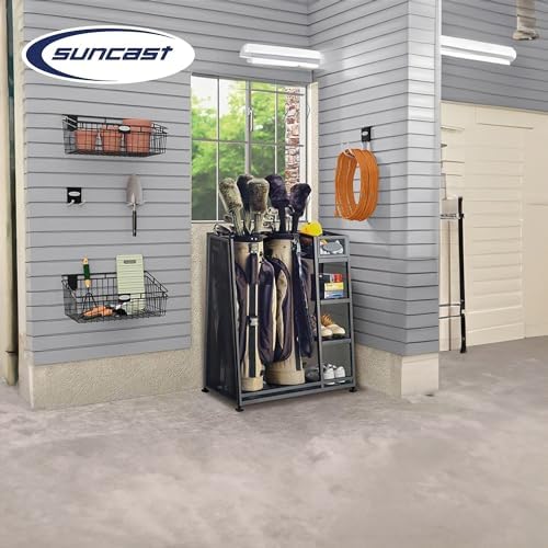 Suncast Golf Bag & Golfing Equipment Heavy-Duty Metal Organizer Rack w/ 3 Storage Shelves - Image 4