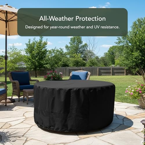 Covermates Round Dining Table Cover - Water-Resistant Polyester, Mesh Ventilation, Patio Table Covers, 42DIAMETER x 25H, Black - Image 3