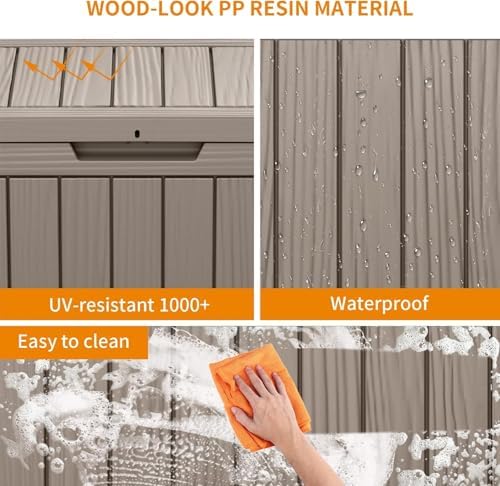 Vixzen 45 Gallon Outdoor Deck Box, Lockable Outdoor Storage Box for Patio Cushions Storage Furniture,Garden Tools, Pool Supplies, Weatherproof and UV Resistant (Grey, 45 Gallon) - Image 3