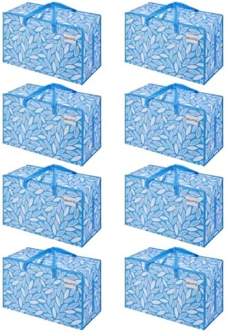VENO 8 Pack Extra Large Heavy Duty Moving Bags with Wide Opening & Reinforced Handles, Reusable Storage Tote Bags with Strong Zippers for Clothes, College Dorm Essentials & Moving Supplies by Veno