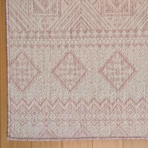 Gertmenian Indoor Outdoor Bohemian Area Rug - 5x7 Standard, Fade Resistant, Ideal for High Traffic in Living Room, Bedroom, Patio - Moroccan, Pink, 27109 - Image 3