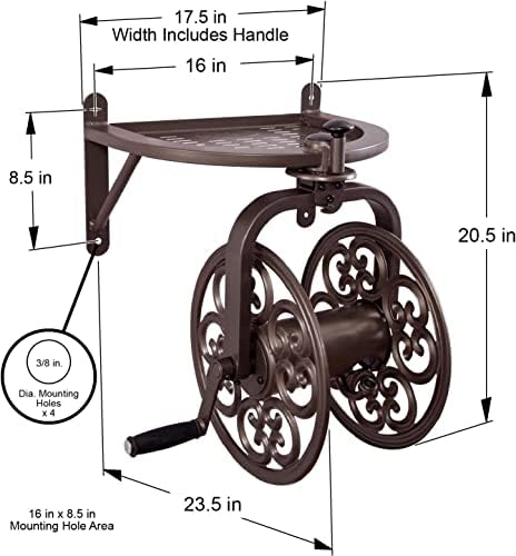 Liberty Garden 710 Navigator Rotating Garden Hose Reel, Holds 125-Feet of 5/8-Inch Hose - Bronze - Image 6