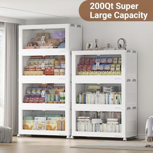 BROVIEW 600Qt Stackable Storage Bins with Lid for Home Dorm, 3Pack White - Image 4