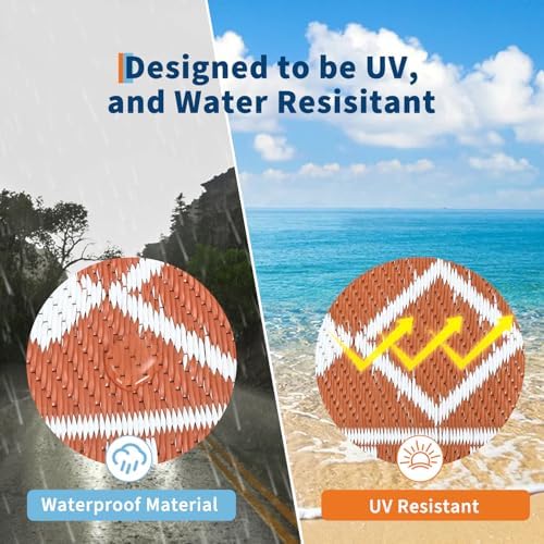 GlowSol 9x18 Outdoor Rug Waterproof Reversible Patio Mat, Heavy Duty Plastic Straw Rug for RV Camping Deck Backyard Beach, Foldable Indoor Outdoor Carpet Stain Resistant Outside Rugs, Orange/White - Image 7