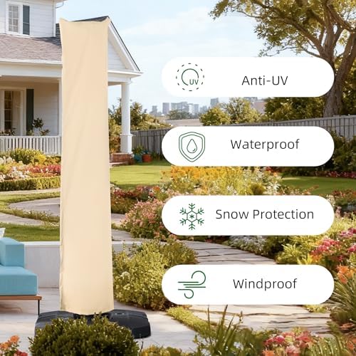 Cantilever Patio Umbrella Cover Outdoor Umbrella Covers, Beige - Image 4
