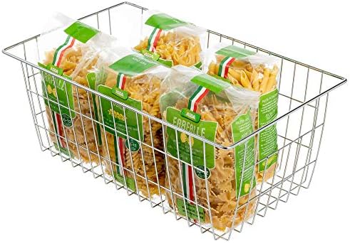 Slideep Farmhouse Wire Organizer Storage Bin Basket with Handles, Food Storage for Kitchen Cabinets, Pantry, Closet, Bedroom, Bathroom, Office 6 Pack - Image 6