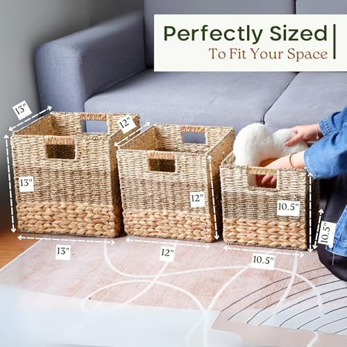 CHI AN HOME 11x11 Wicker Storage Cubes Storage Baskets For Shelves Set 4 - Image 4