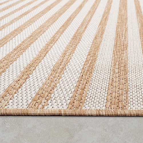 Paco Home Indoor and Outdoor Rug Boho Abstract Line Pattern in Beige, Size: 5'3" x 7'3" - Image 3