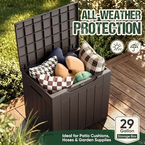 Devoko 29 Gallon Deck Box, Waterproof Resin Outdoor Storage Box - Image 3