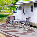 EEZ RV Products 9X12FT Durable RV Outdoor Rugs for Camping RV Mat Modern Wave Design - 9×12 Burgundy by EEZRVProducts