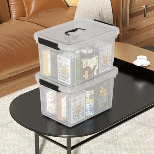 4 Packs 18 Quart Clear Plastic Storage Latching Bins with Handles - Image 6