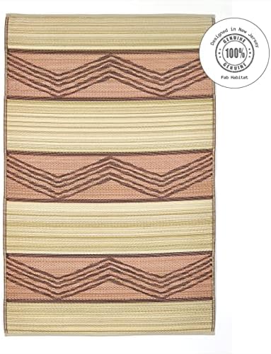 Fab Habitat Outdoor Rug - Waterproof, Fade Resistant, Crease-Free - Premium Recycled Plastic - Tribal Boho - Patio, Deck, Porch, Balcony, Laundry Room - Lagos - Sand & Coral - 4 x 6 ft - Image 4