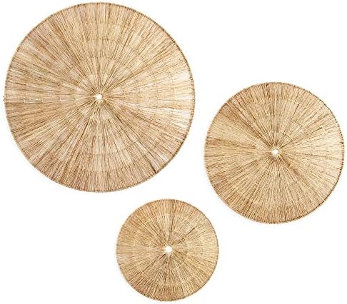 PEMAR Handwoven Jute Wall Hanging Baskets, Set of 3 Round Woven Wall Decor (22", 19", 15"), Decorative Wall Accents for Living Room, Bedroom and Entryway by PEMAR
