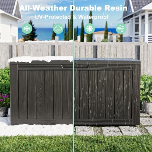 Vixzen 75 Gallon Deck Boxes Outdoor Waterproof, Resin Lockable Storage Box for Patio Cushions Storage Furniture, Garden Tools, Pool Supplies, Weatherproof and UV Resistant (Black, 75 Gallon) - Image 6