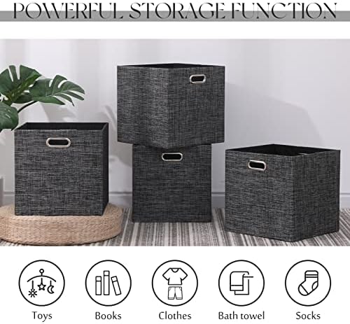 13x13x13 Inch Foldable Cube Storage Bins with Metal Handles, 4 Pack - Image 5