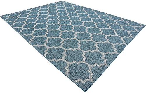 Unique Loom Outdoor Trellis Collection Area Rug (9' x 12' Rectangle, Teal/ Gray) - Image 5