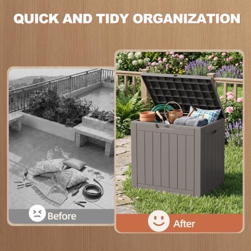 EFU Outdoor Storage Box 42 Gallon Deck Box, Waterproof Resin, Black - Image 4