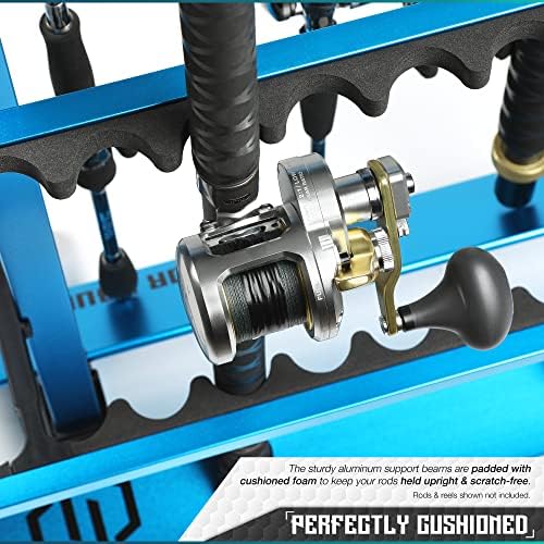 Savior Equipment Fishing Rod Rack Holder Organizer, 24-48 Slots to Hold Fresh Salt Water Spinning Rods & Reel Combo, Lightweight Aluminum Vertical Fish Pole Garage Storage Ground Display Stand - Image 4