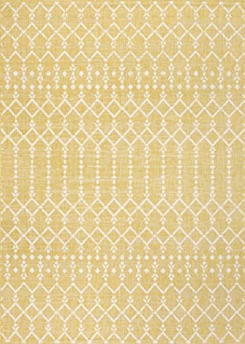 Eyely Moroccan Textured Weave Area Rug 4X6 Yellow/Cream, Indoor Outdoor Rug - Image 2