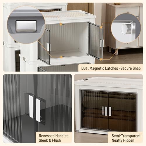 Folding Stackable Storage Bins with Lid, 210qt Plastic Organizer - Image 6