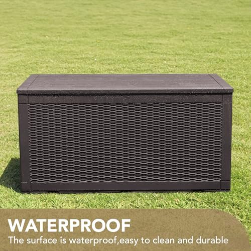 Devoko 100 Gallon Waterproof Resin Deck Box, Large Outdoor Storage Box - Image 4