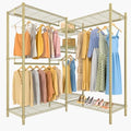 VIPEK L6 L Shaped Clothes Rack Heavy Duty Clothing Rack for Corner, 5-Tier Wire Garment Racks Metal Freestanding Closet with Adjustable Shelves, 42.1" L x 42.1" W x 76.4" H, Max Load 840LBS, Gold by VIPEK
