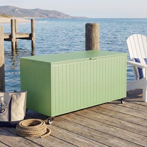 Outdoor Storage Box with Wheels 250 Gallon, Metal Deck Boxes - Image 6