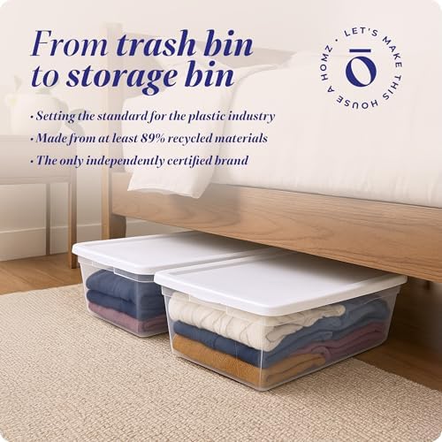 HOMZ Snaplock, Large Clear Plastic Storage Organizer Bins w/Lids, 2 Pack - Image 2