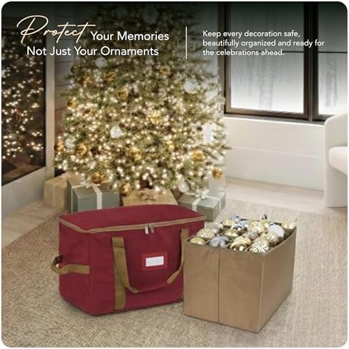 Covermates Adjustable Ornament Storage Bag, 19.25" W x 13" D x 12.5" H, Red - Image 2