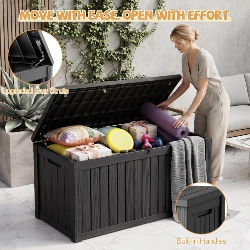 Outdoor Storage Box Waterproof, 220 Gal Gen 2 Resin Deck Box With Wheels - Image 2